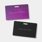 Badge Texte monogramme modifiable moderne & Ombre violet (Avant & arrière)