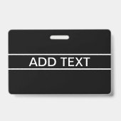 Badge Texte personnalisable | Bold Modern Black & White (Arrière)