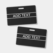 Badge Texte personnalisable | Bold Modern Black & White (Avant & arrière)