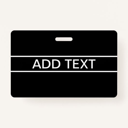 Badge Texte personnalisable | Bold Modern Black & White (Devant)