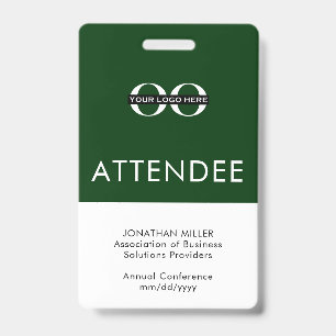 Badge Texte personnalisé du logo du participant vert