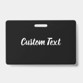 Badge Texte personnalisé en noir avec Modèle de script b (Back)