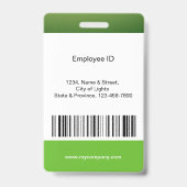 Badge Texte photo de l'employé personnalisé Lien vert (Dos)