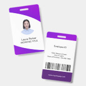 Badge Texte photo personnalisé de l'employé de l'entrepr (Recto et verso)