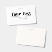 Badge Texte rétro-modern élégant | Noir & Blanc (Avant & arrière)