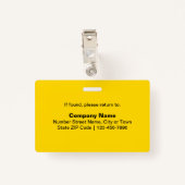 Badge Textes simples avec rectangle photo employé Jaune (Dos avec clip)