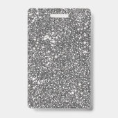 Badge Texture de paillettes argentées fausses et texte p (Arrière)