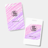 Badge Texture de paillettes roses simples avec ajout de  (Avant & arrière)