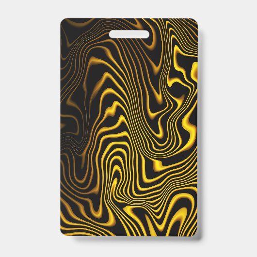 Badge Texture de tourbillons noir jaune or (Avant)