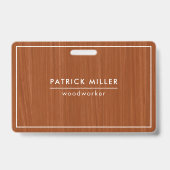 Badge Texture en bois Brown Imprimer Typographie blanche (Arrière)