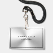 Badge Textures brillantes en métal argenté avec texture  (Avant avec lanière)