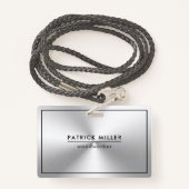 Badge Textures brillantes en métal argenté avec texture (Derrière avec lanière)