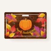 Badge Thanksgiving Holiday Fall Feuilles d'érable, décor (Dos)