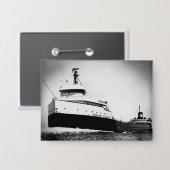 Badge The Edmund Fitzgerald Vintage Great Lakes Ship (Recto/Verso)