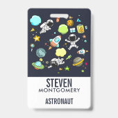 Badge Thème Cool de l'Espace - Astronautes et Navires Fu (Arrière)