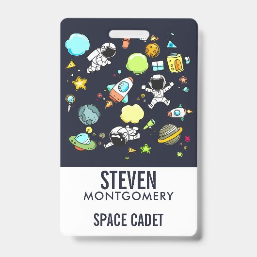 Badge Thème Cool de l'Espace - Astronautes et Navires Fu (Avant)