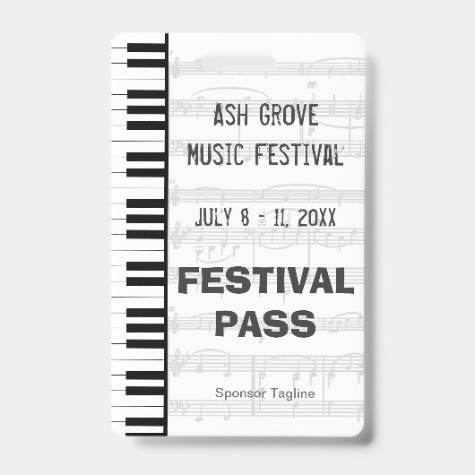 Badge Thème de clavier de piano de passage d'accès de (Avant)