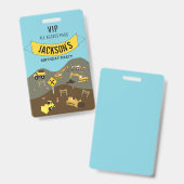 Badge Thème de fête d'anniversaire sur le site de constr (Avant & arrière)