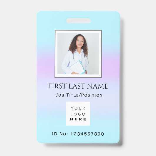 Badge Thérapeute de photo de code-barres  Infirmière méd (Avant)