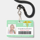 Badge Thérapeute respiratoire| ID photo de l'employé Méd (Front with Lanyard)