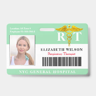 Badge Thérapeute respiratoire ID photo d'employé médic