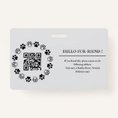 Badge Thérapie ID animal photo Code-barres gris rouge (Dos)