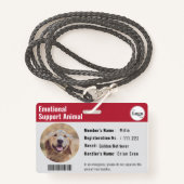 Badge Thérapie ID animal photo Code-barres gris rouge (Devant avec lanière)