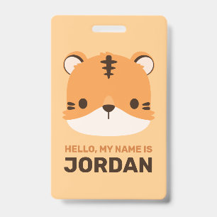 Badge Tigre mignon avec nom personnalisé