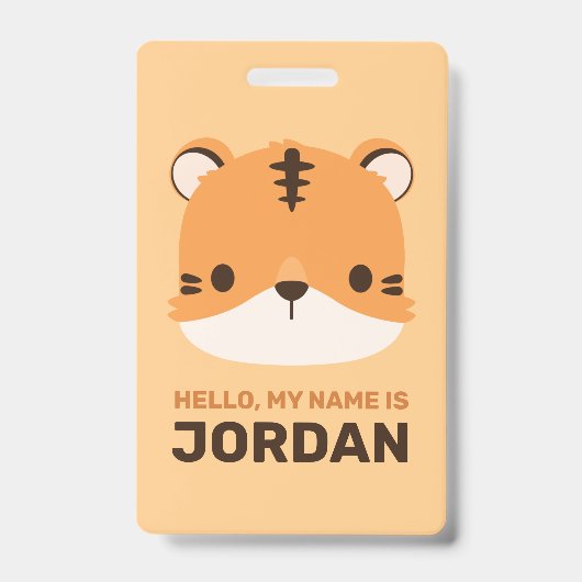 Badge Tigre mignon avec nom personnalisé (Avant)