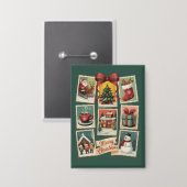 Badge Timbre de Noël Timbre-poste de vacances Rétro Père (Recto/Verso)
