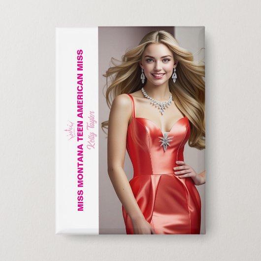 Badge Titleholder Photo Button for Pageants - Rectangle (Recto)