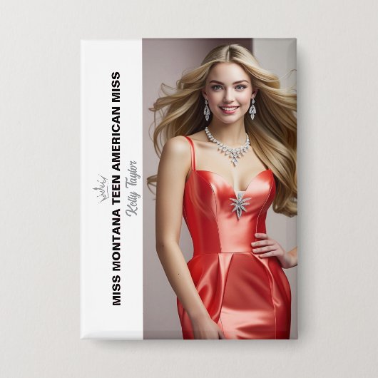 Badge Titleholder Photo Button for Pageants - Rectangle (Recto)