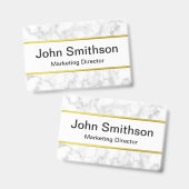 Badge Titre de nom de marbre blanc faux élégant (Avant & arrière)