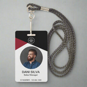 Badge Titre de photo d'employé personnalisé & nom Logo d