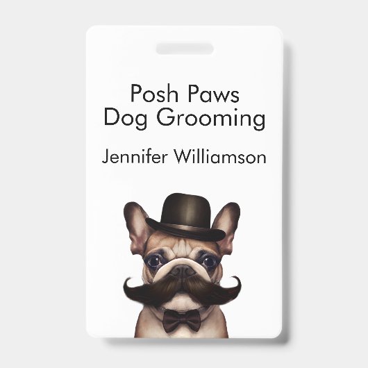 Badge Toiletteur pour chiens Code QR drôle (Avant)