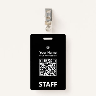 Badge Total noir Code Qr employé, Code barre, Logo, Nom