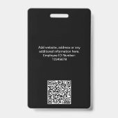 Badge Total Noir Nom de l'employé Logo d'entreprise Code (Back)