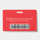 Badge Total Red Employee Photo Bar or Qr Code Logo Name (Arrière)
