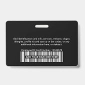 Badge TotalBlack Employee Photo Bar or Qr Code Logo Name (Arrière)