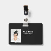 Badge TotalBlack Employee Photo Bar or Qr Code Logo Name (Avant avec clip)