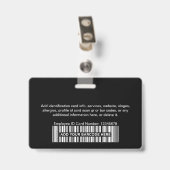 Badge TotalBlack Employee Photo Bar or Qr Code Logo Name (Arrière avec clip)