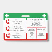 Badge Tour de cou d'alerte médicale pour handicap caché  (Arrière)