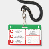Badge Tour de cou d'alerte médicale pour handicap caché  (Arrière avec lanière)