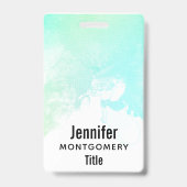 Badge Tourbillons d'aquarelle abstraits verts et bleus m (Arrière)