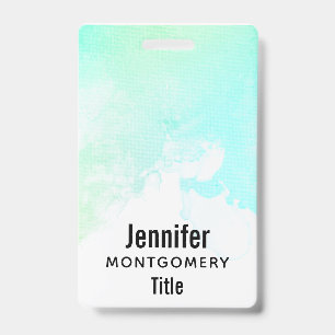 Badge Tourbillons d'aquarelle abstraits verts et bleus m