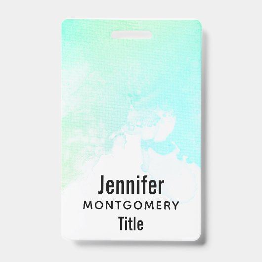 Badge Tourbillons d'aquarelle abstraits verts et bleus m (Avant)