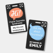Badge Tourette Syndrome Speech Bubble Volunteer Lanyard  (Front & Back)