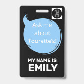 Badge Tourette Syndrome Speech Bubble Volunteer Lanyard  (Back)