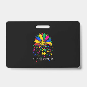 Badge Tournesol Accepter Comprendre Amour Monde Autisme