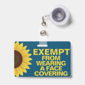 Badge Tournesol d'exemption de masque facial (Avant avec rétractable)